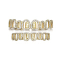 YOUNGX Top Bottom 8/8 Full CZ Stone Hollow Teeth Grillz Hip Hop Shiny Zircon Tooth Caps For Women Men Jewelry Dental Grills